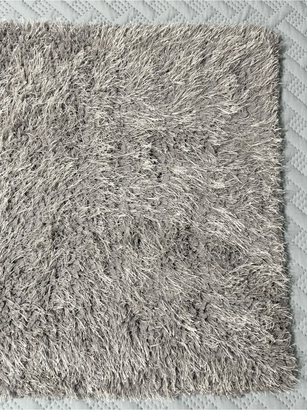 Nedia Home Shag Bath Runner Rug Non-Skid Microfiber Light Gray 19.5 x 50 NWT